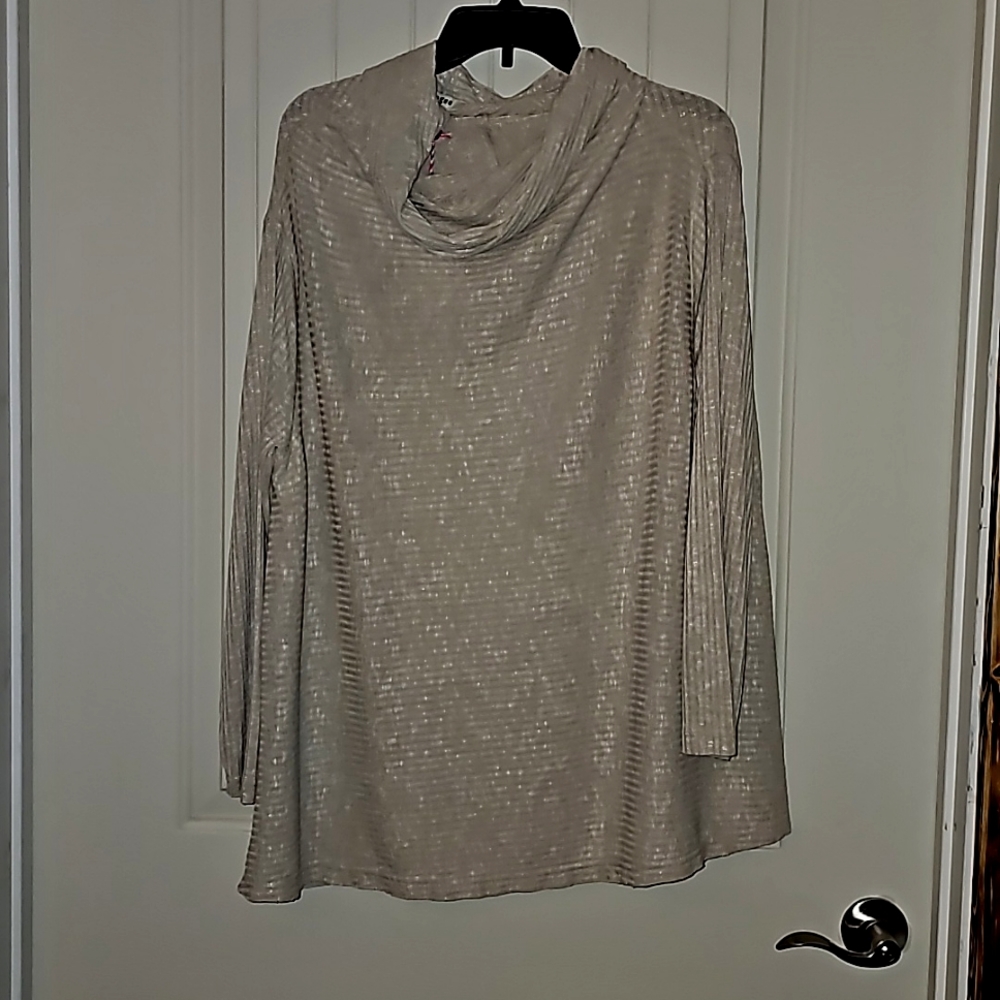 Umgee Large Cowl Neck Top Taupe